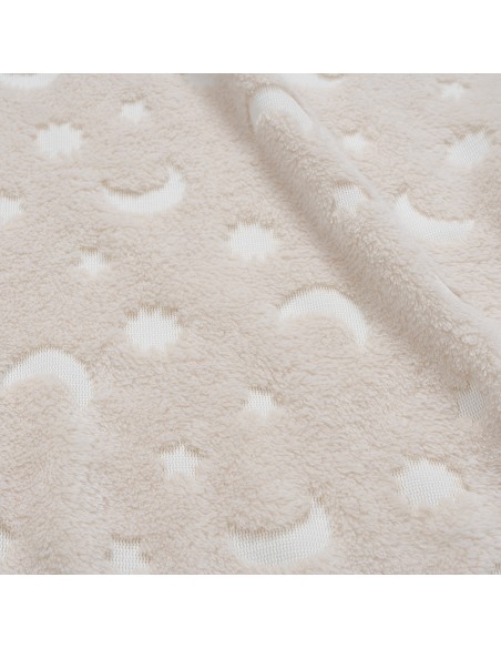 Manta Grabada Luna Estrellas Beig