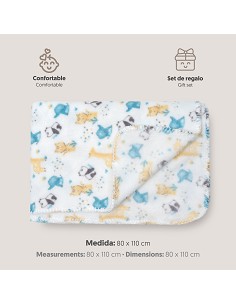 Manta Estampada Animales Gris 2