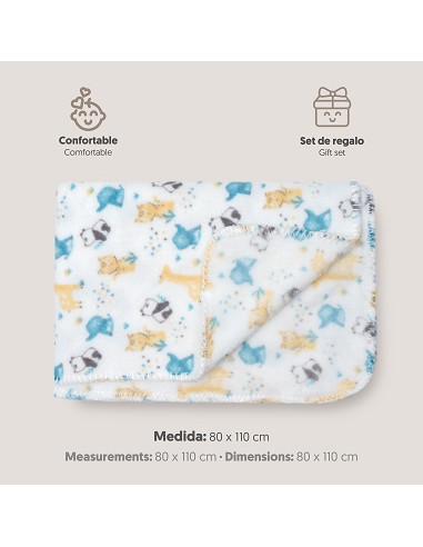 Manta Estampada Animales Gris