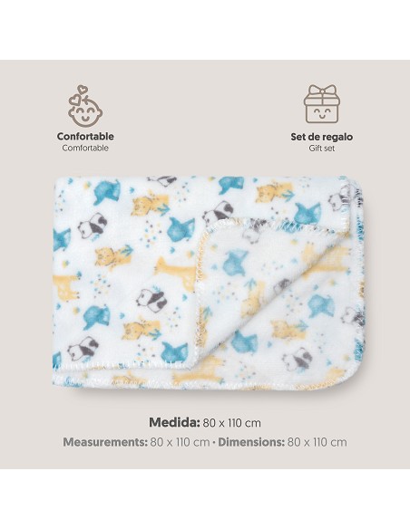 Manta Estampada Animales Gris