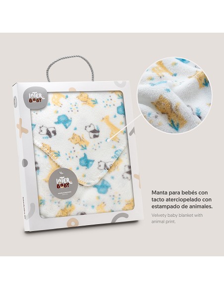 Manta Estampada Animales Gris