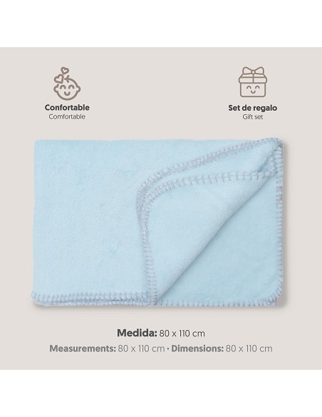 Manta Bordada Oso Lazo Azul