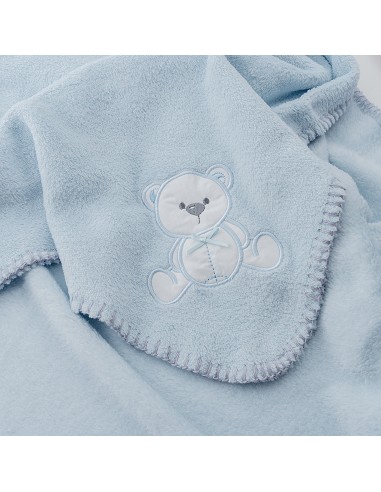 Manta Bordada Oso Lazo Azul