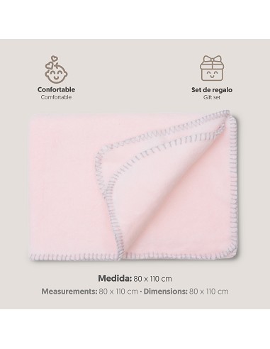 Manta Bordada Oso Lazo Rosa