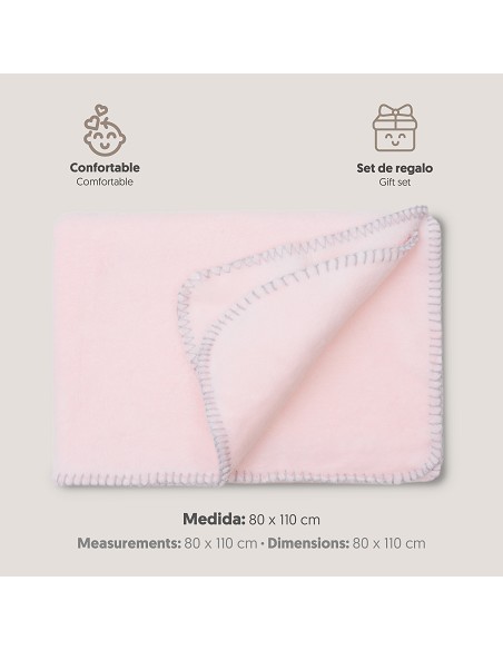 Manta Bordada Oso Lazo Rosa