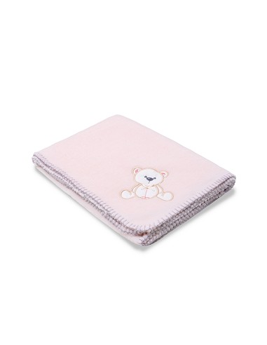 Manta Bordada Oso Lazo Rosa
