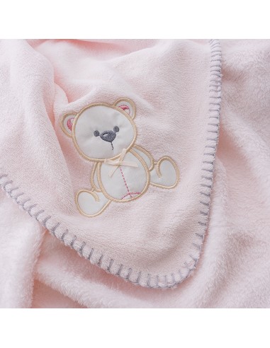 Manta Bordada Oso Lazo Rosa