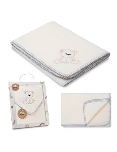 Manta Bordada Oso Lazo Beig