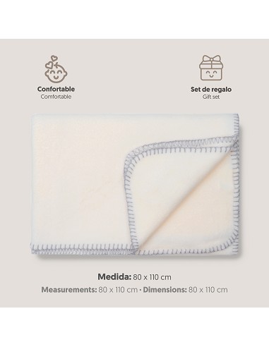 Manta Bordada Oso Lazo Beig