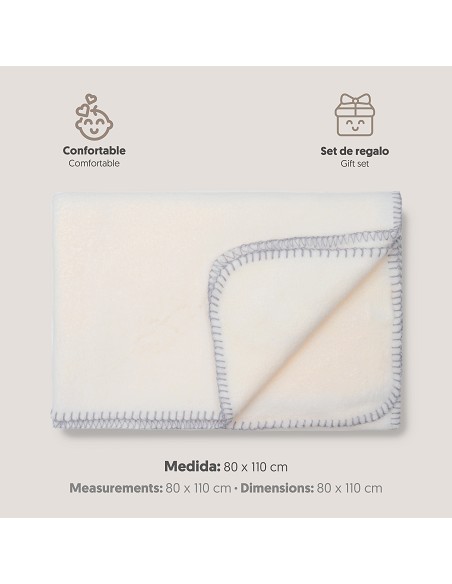 Manta Bordada Oso Lazo Beig