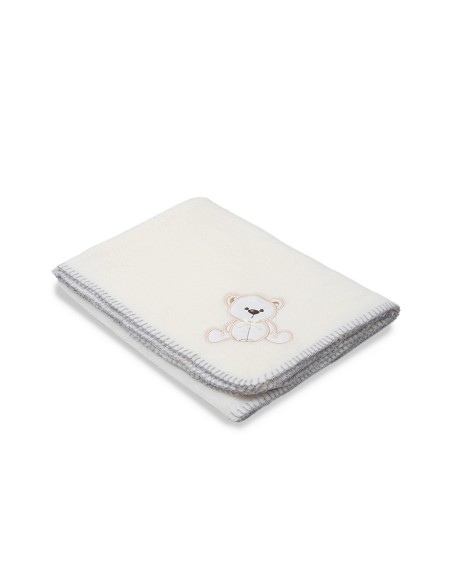 Manta Bordada Oso Lazo Beig