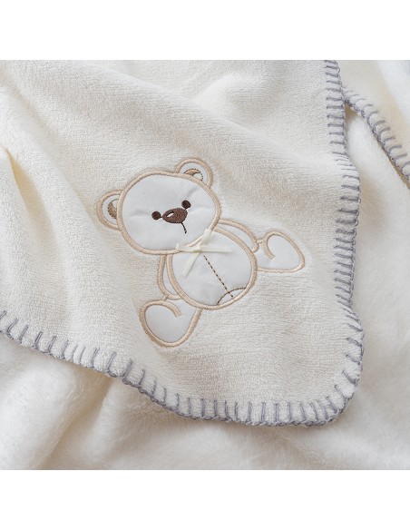 Manta Bordada Oso Lazo Beig