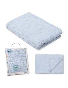 Manta Sherpa Grabada Conejitos Azul