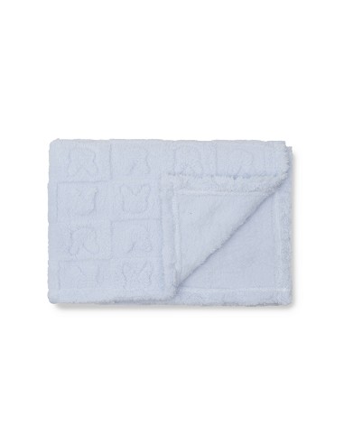 Manta Sherpa Grabada Conejitos Azul