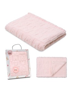 Manta Sherpa Grabada Conejitos Rosa