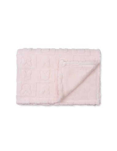 Manta Sherpa Grabada Conejitos Rosa
