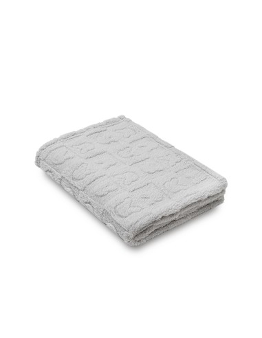 Manta Sherpa Grabada Conejitos Gris