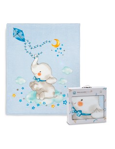 Manta Cuna Sedalina Elefante Cometa Azul