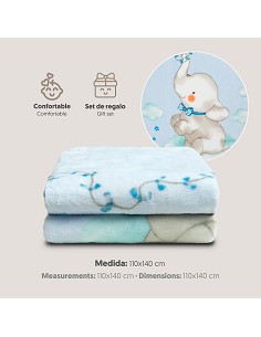 Manta Cuna Sedalina Elefante Cometa Azul 2