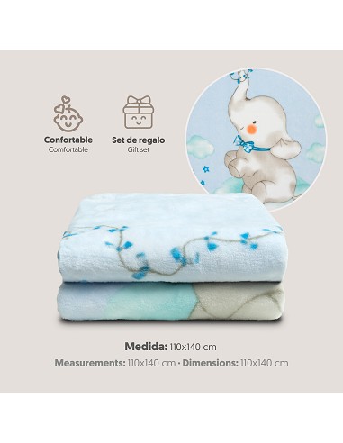 Manta Cuna Sedalina Elefante Cometa Azul