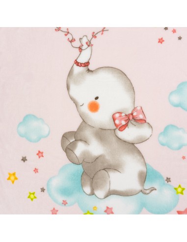 Manta Cuna Sedalina Elefante Cometa Rosa