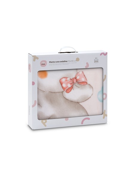 Manta Cuna Sedalina Elefante Cometa Rosa