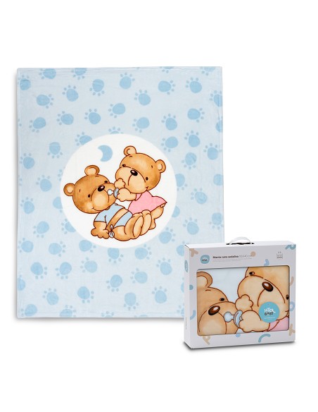 Manta Cuna Sedalina Parejita Osos Azul