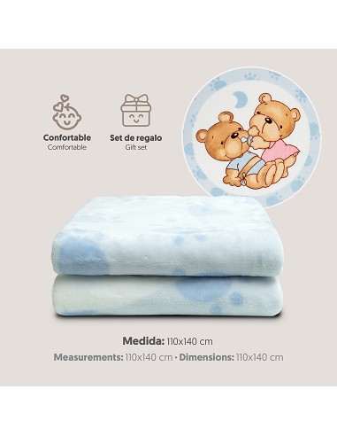 Manta Cuna Sedalina Parejita Osos Azul