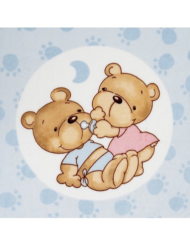 Manta Cuna Sedalina Parejita Osos Azul