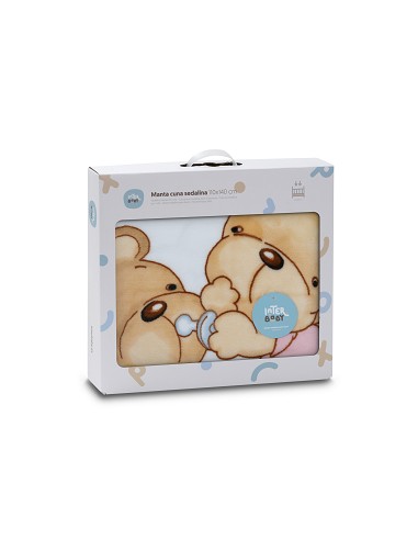 Manta Cuna Sedalina Parejita Osos Azul