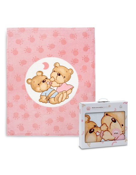 Manta Cuna Sedalina Parejita Osos Rosa