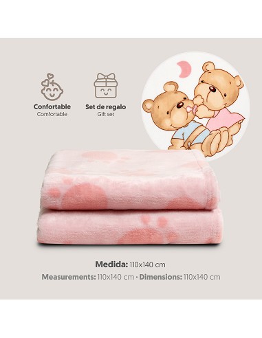 Manta Cuna Sedalina Parejita Osos Rosa