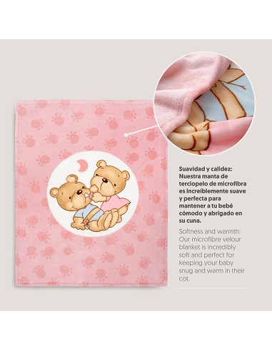 Manta Cuna Sedalina Parejita Osos Rosa