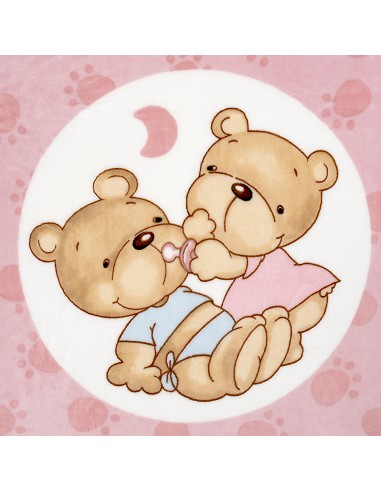 Manta Cuna Sedalina Parejita Osos Rosa