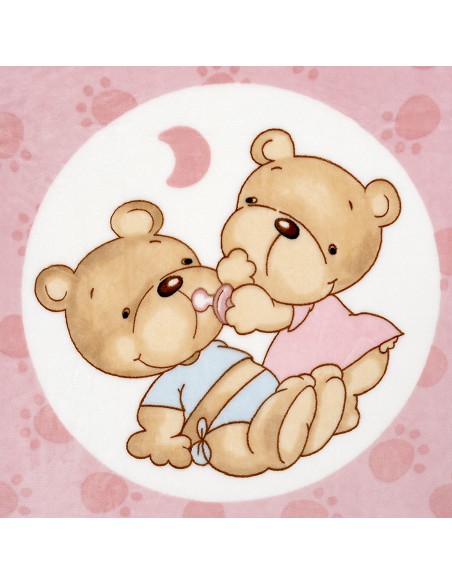 Manta Cuna Sedalina Parejita Osos Rosa