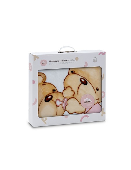 Manta Cuna Sedalina Parejita Osos Rosa