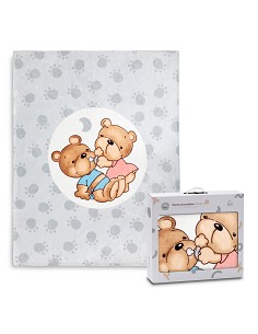 Manta Cuna Sedalina Parejita Osos Gris