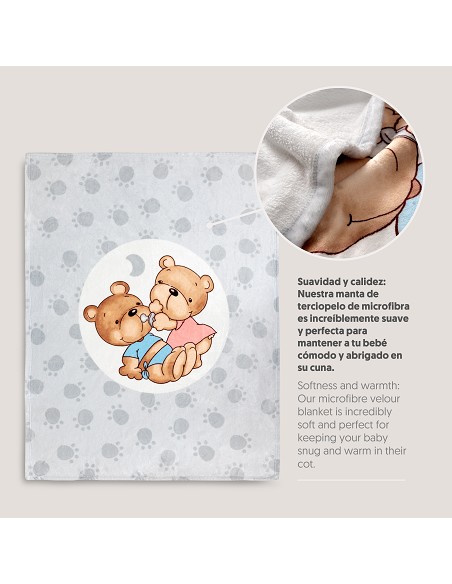 Manta Cuna Sedalina Parejita Osos Gris