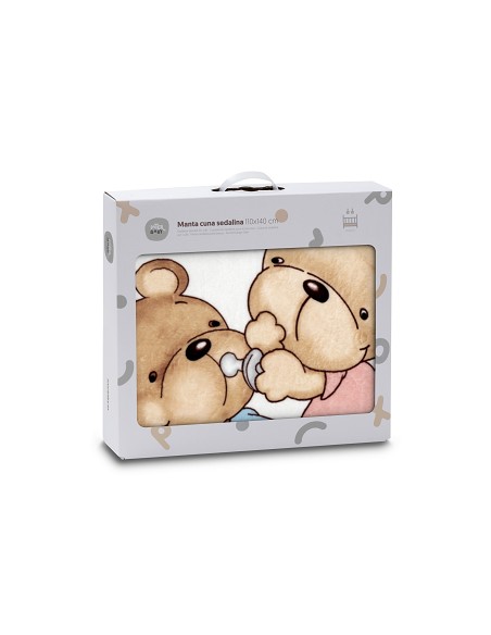 Manta Cuna Sedalina Parejita Osos Gris