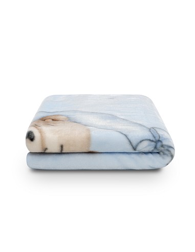 Manta Rachel Estampada Oso Luna Estrellas Azul