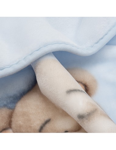 Manta Rachel Estampada Oso Luna Estrellas Azul