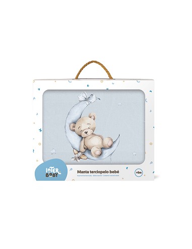 Manta Rachel Estampada Oso Luna Estrellas Azul