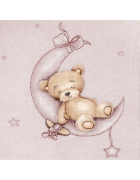 Manta Rachel Estampada Oso Luna Estrellas Rosa