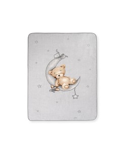 Manta Rachel Estampada Oso Luna Estrellas Gris
