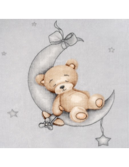 Manta Rachel Estampada Oso Luna Estrellas Gris