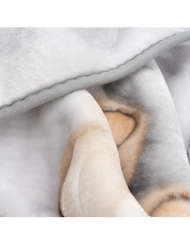 Manta Rachel Estampada Oso Luna Estrellas Gris