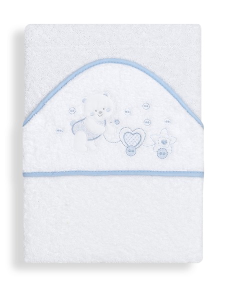 Capa de Baño 1 x 1 Mt Mod Osito Corazon Estrella Bco/Azul