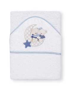 Capa de Baño 1 x 1 Mt Mod  Osito Amoroso Bco/Azul