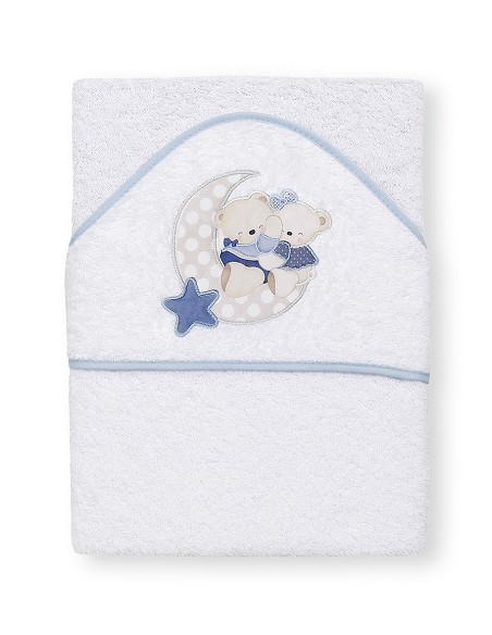 Capa de Baño 1 x 1 Mt Mod  Osito Amoroso Bco/Azul