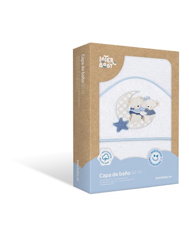 Capa de Baño 1 x 1 Mt Mod  Osito Amoroso Bco/Azul